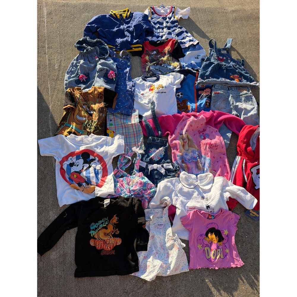 Kids Vintage Character Clothing Lot Disney Barbie Scooby-Doo OshKosh 20+ Pieces
